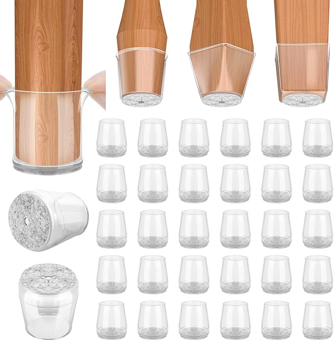BALEINE 32 Pack Silicone Chair Leg Floor Protectors, Stool Leg Protectors Cap by BALEINE
