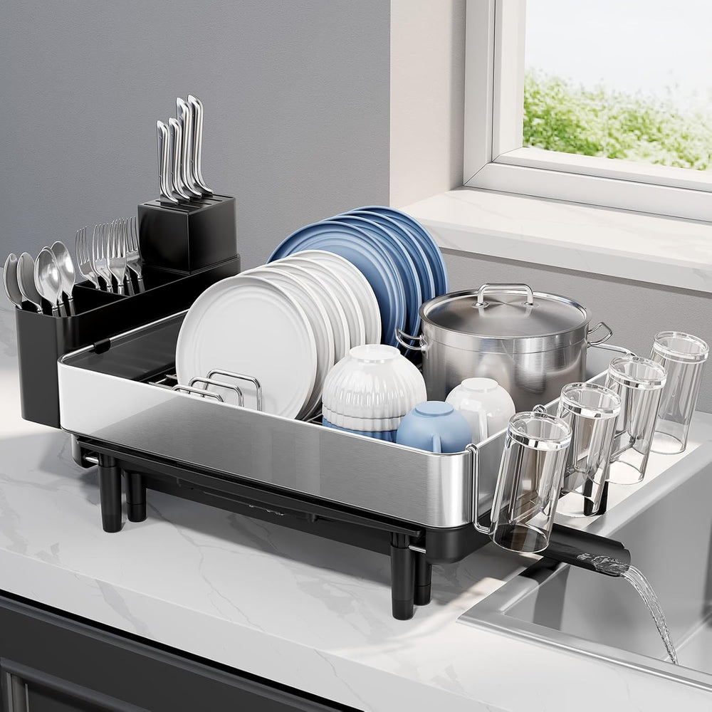 Urackify Expandable Dish Drying Rack, Stainless Steel, Large Capacity
