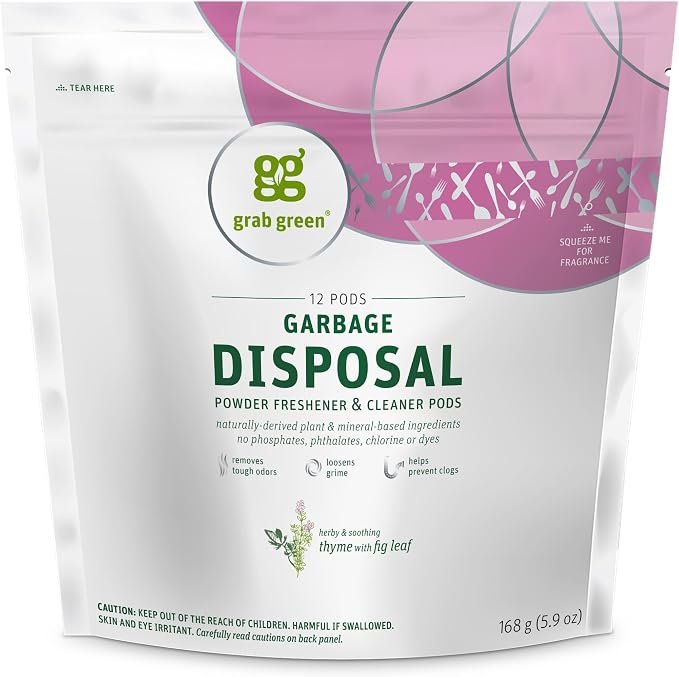 Grab Green Garbage Disposal Freshener and Cleaner Pods, Thyme by GrabGreen