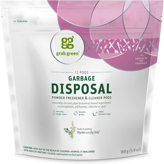 Grab Green Garbage Disposal Freshener and Cleaner Pods, Thyme by GrabGreen