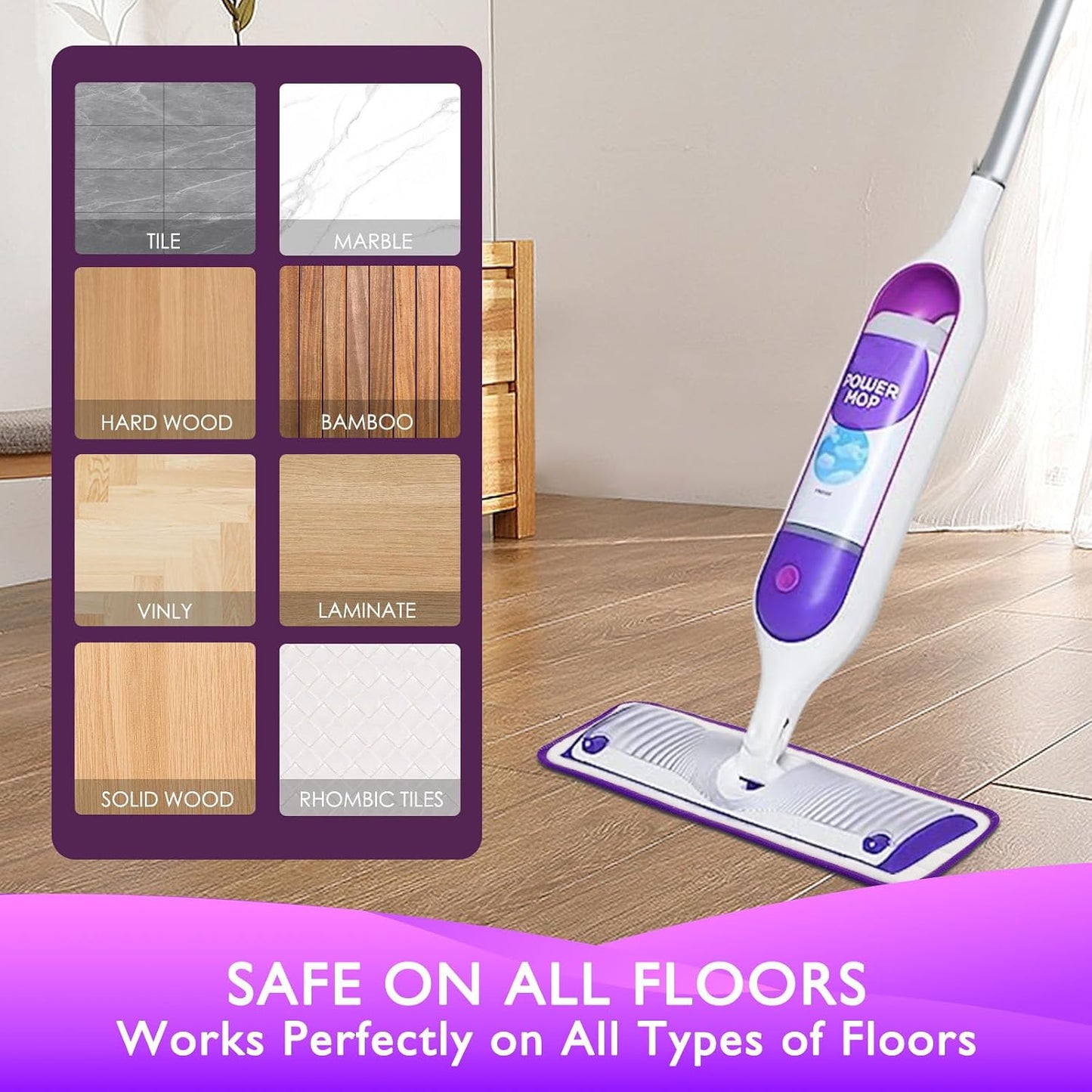 Reusable Power Mop Refills Pads Compatible with Swiffer PowerMop Mop - Microfiber Power Mop Pads Refill for 13 ''-15 '' Spray Mop- Washable Pads for Multi-Surface Floor Cleaning, 4 Pack