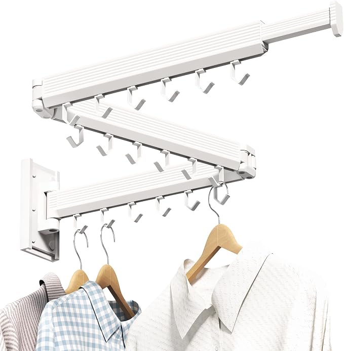 J-type Hooks Wall Mounted Clothes Rack, Collapsible by HEILAIYI