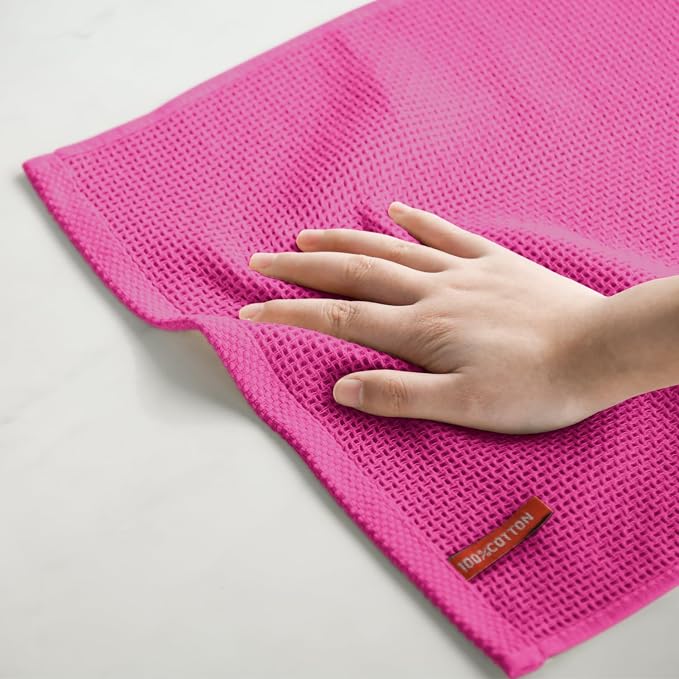 Artoid Mode 100% Cotton Rose Red Waffle Weave Kitchen Dish Cloths, 12x12 Inch - Image 5