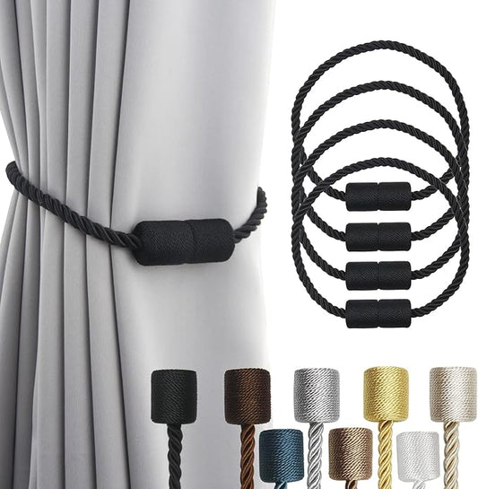 4 Pack Strong Magnetic Curtain Tiebacks Outdoor Elegant Decorative Tie Backs by CurtainTiebacks