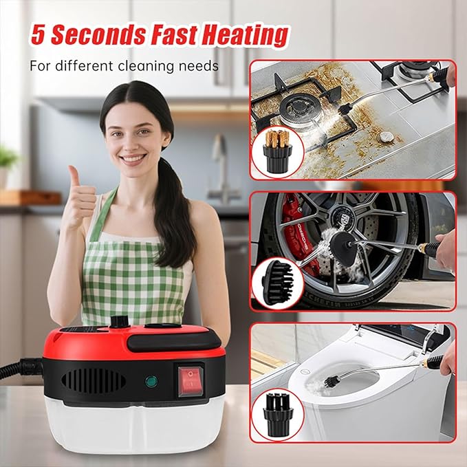 Handheld Steam Cleaner, 2500W Portable High Temp Bathroom Power Steamer - Image 7