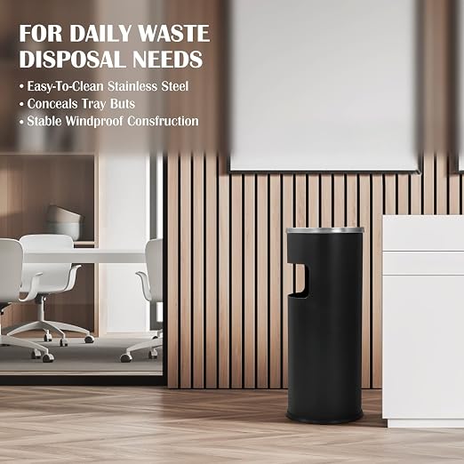 Trash Can Outdoor Waste Container Round Stainless Steel Trash Can - Image 5