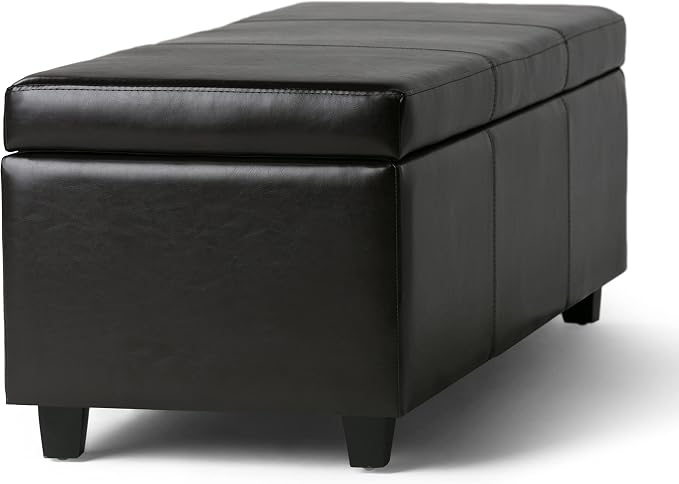 SIMPLIHOME Avalon 48 inch Wide Contemporary Rectangle Storage Ottoman Bench in