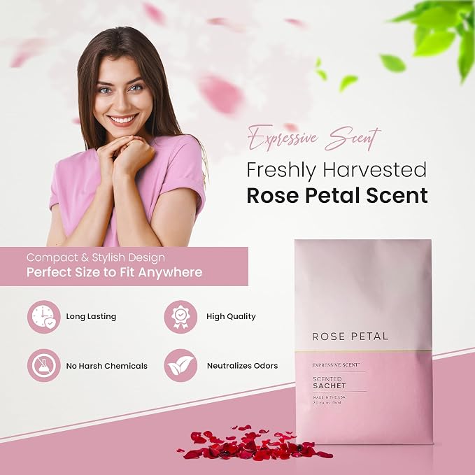 Expressive Scented Fresh Scent Pouches – Perfect Rose Petal Air Freshener – - Image 2