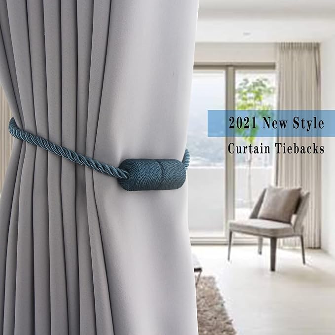 6 Pack Blue Strong Magnetic Curtain Tiebacks Outdoor Elegant Decorative Tie - Image 6