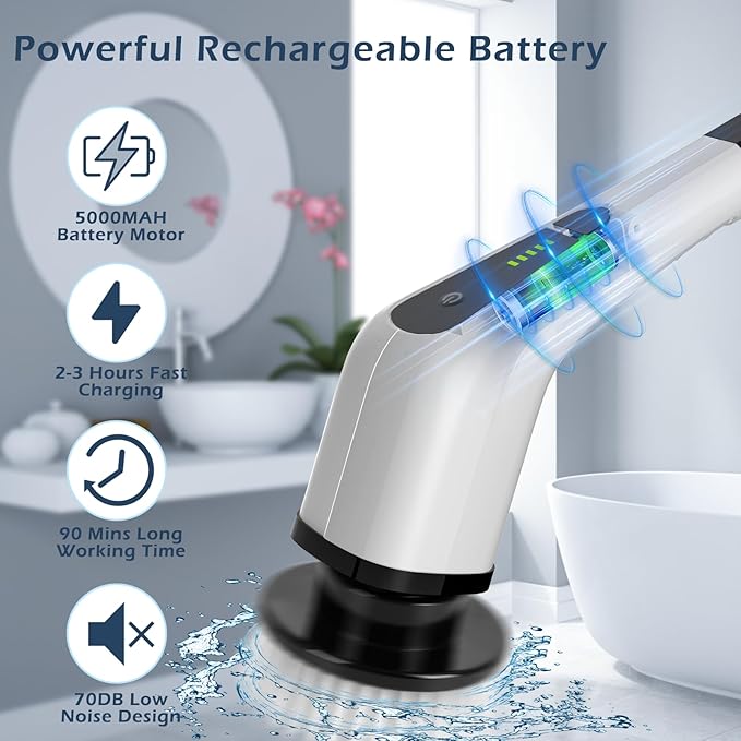 Electric Spin Scrubber, Cordless Cleaning Brush Scrubber - Image 3