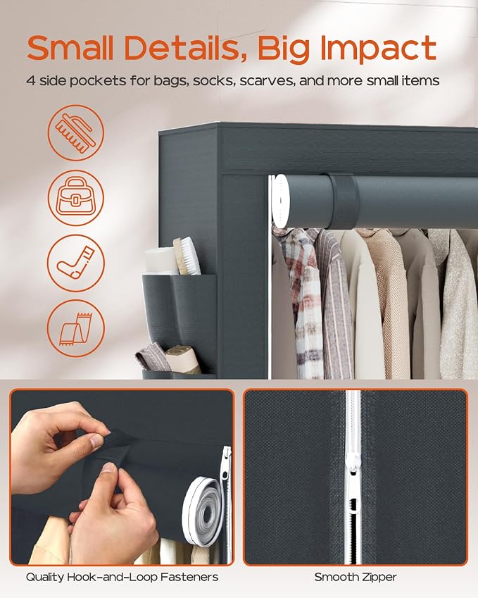 Clothes Rack, Portable Closet, 81.5 Inch Large Capacity Wardrobe Closet - Image 7