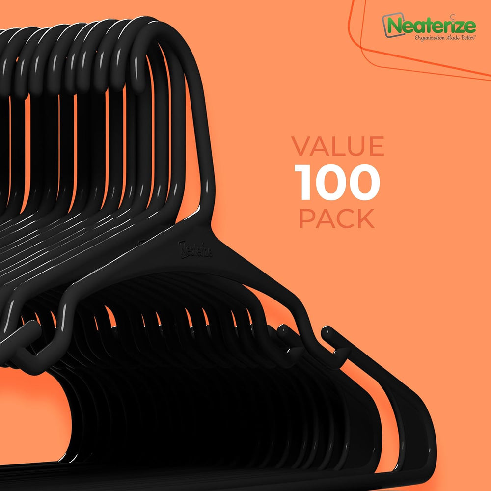 NEATERIZE Clothes Hangers Plastic 100 Pack for Adults - Plastic Hangers, The ...
