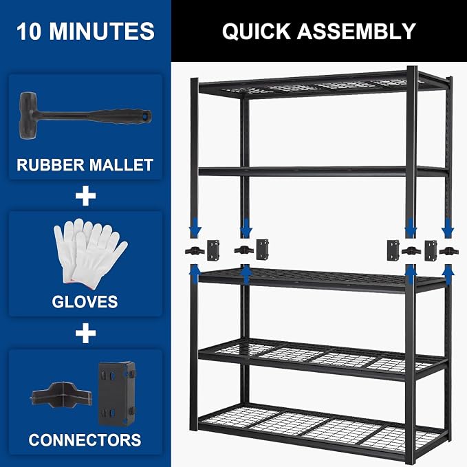 BILT HARD 3500 LBS 60" W x 18" D Garage Shelving, Metal Wire Utility Shelving - Image 8