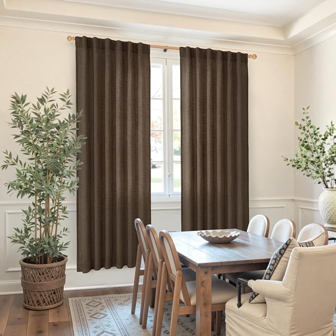 YoungsTex Brown Linen Curtains 78 Inch Length - Image 2