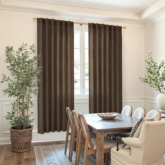 YoungsTex Brown Linen Curtains 78 Inch Length - Image 2