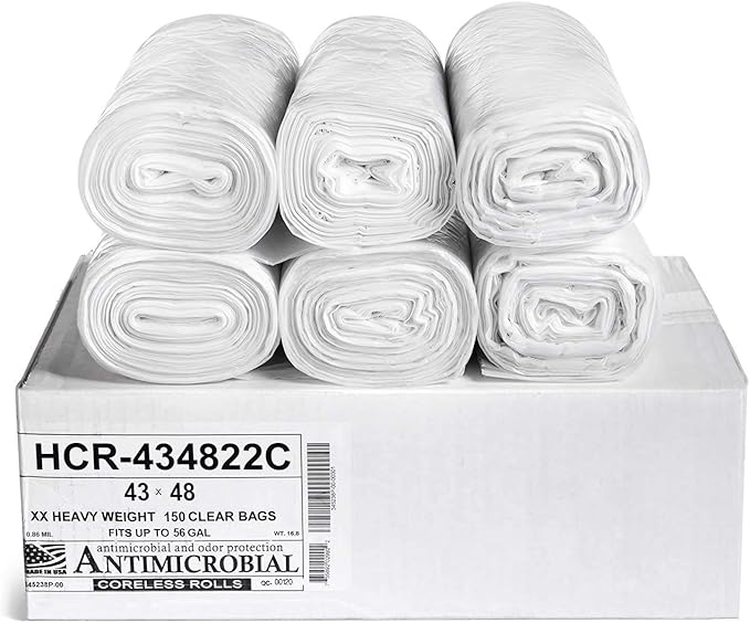 Aluf Plastics High Density Trash Bags, 56 Gallon, 22 Micron, by AlufPlastics