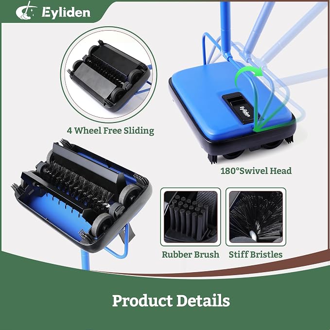 Eyliden Carpet Sweeper, Mini Size Lightweight Hand Push - Image 2