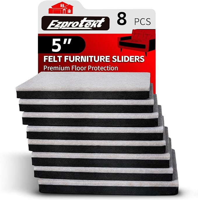 Ezprotekt 5" Square Felt Furniture Movers Sliders by VisittheEzprotekt