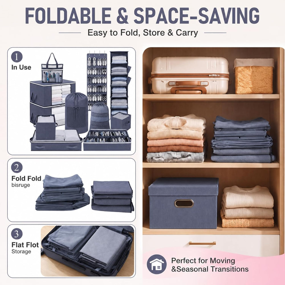 Briwooody 11 Pcs College Dorm Storage Set, Dorm Organizer Kit with Closet Org...