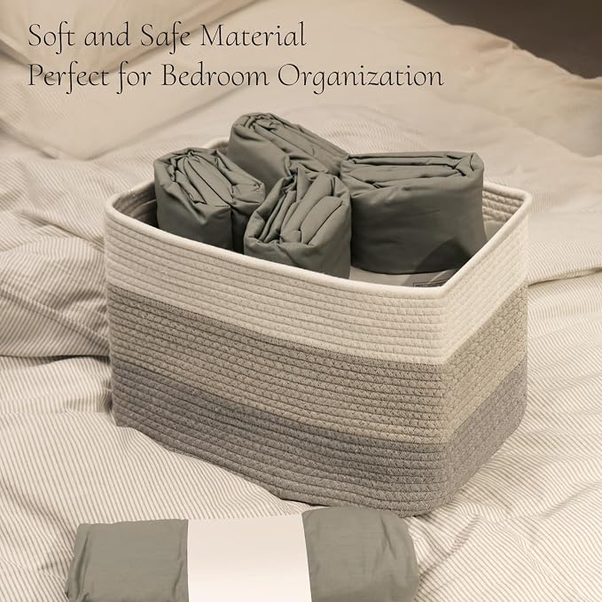 Hopegiver Woven Storage Baskets 15x11x10 Inch, 1 Pack Collapsible Cube Storage - Image 5