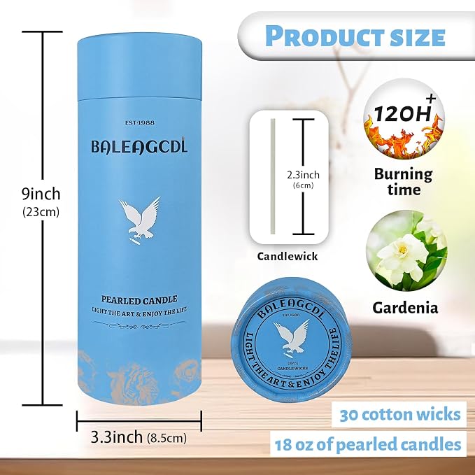 White Pearled Candle 18oz Luxury Sand Candle Granulated Wax - Image 2