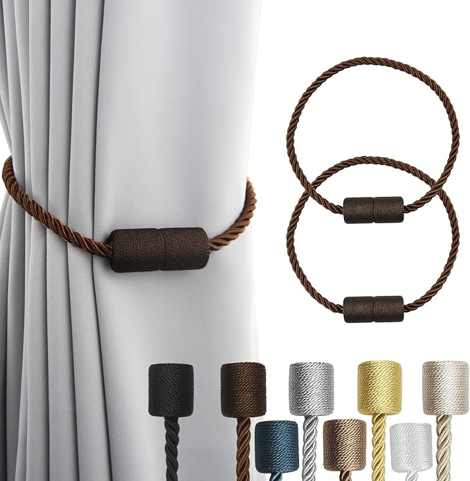 2 Pack Strong Magnetic Curtain Tiebacks Outdoor Elegant Decorative Tie Backs by CurtainTiebacks