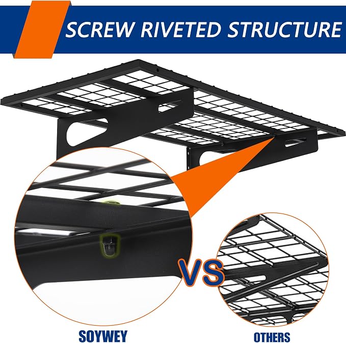 4-Pack 1.5x3FT Garage Shelving 17.7-inch-by-35.8-inch Wall Shelf Garage Storage - Image 7