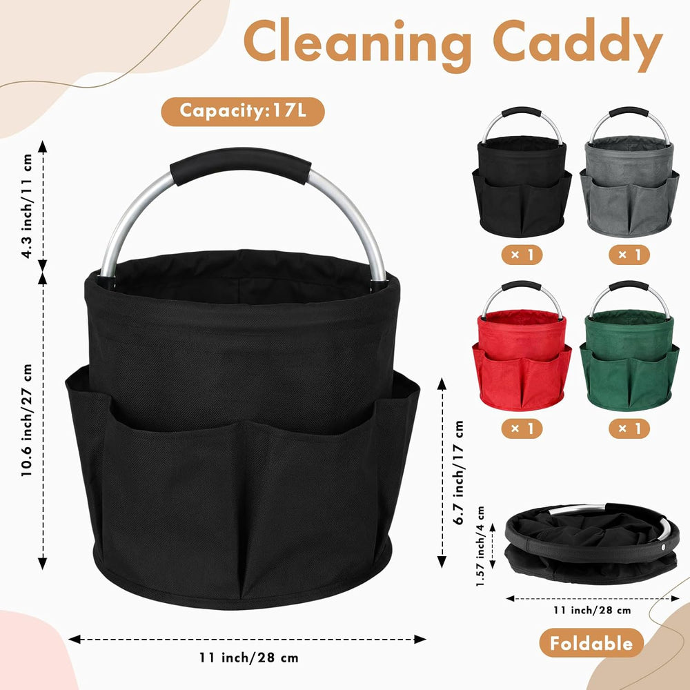 LemonRoad 4 Pack Cleaning Caddy with Handle 17L Foldable Cleaning Supplies Or...