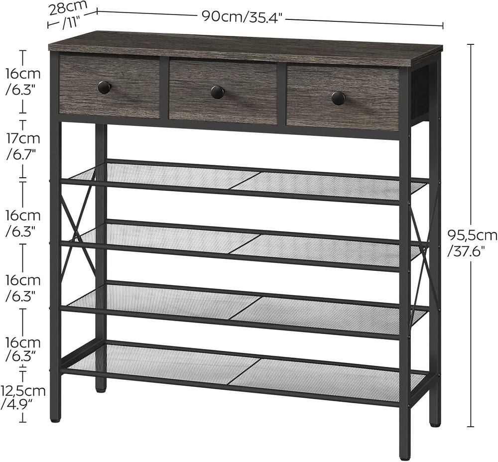 YATINEY 5-Tier Shoe Rack with 3 Drawers, Metal Shoe Organizer for 20 Pairs wi...