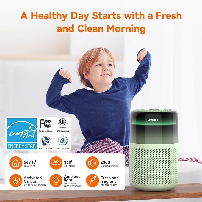AIRROMI Air Purifier for Bedroom Home, HEPA Filter, Covers Upto 549 Ft² - Image 2