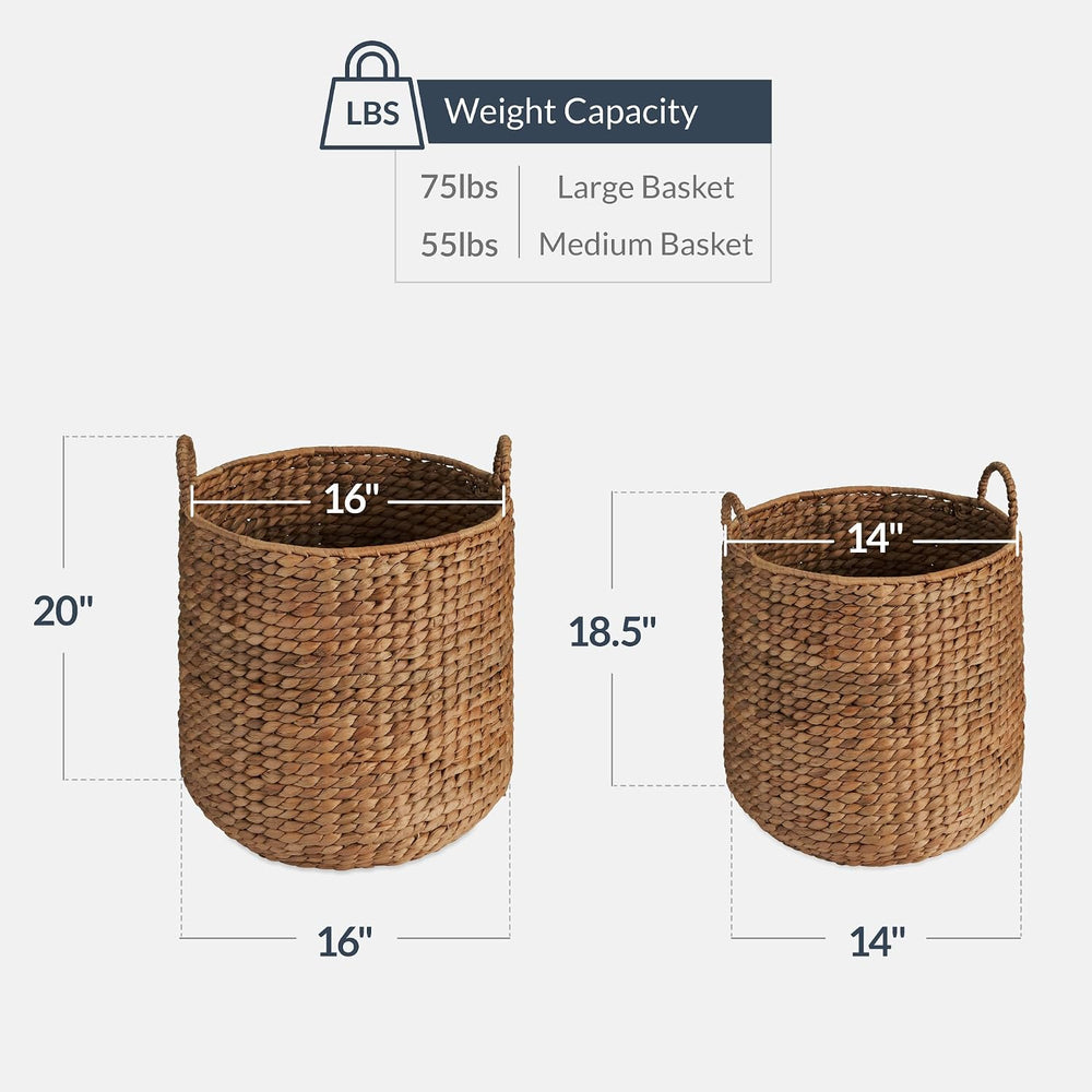 Best Choice Products 2-Piece Round Nesting Baskets W/Handles, Handwoven Water...