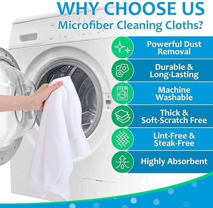 Newwiee 6 Pcs Extra Large Microfiber Cleaning Cloth 30" x 20" Washable Reusable - Image 3