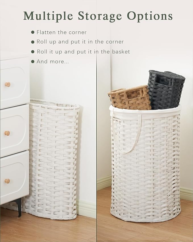 Large Laundry Hamper Laundry Basket Round 34.3 Gal Handwoven Wicker Laundry - Image 5