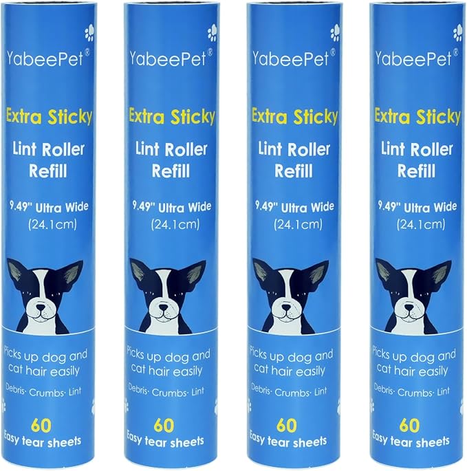 9.49'' Extra Sticky Large Lint Roller Refills, and Pet Hair Cleaning, 60 Sheets by Yabeepet