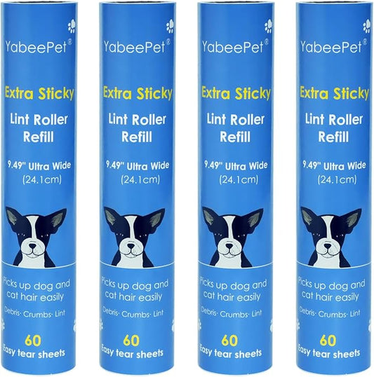 9.49'' Extra Sticky Large Lint Roller Refills, and Pet Hair Cleaning, 60 Sheets by Yabeepet