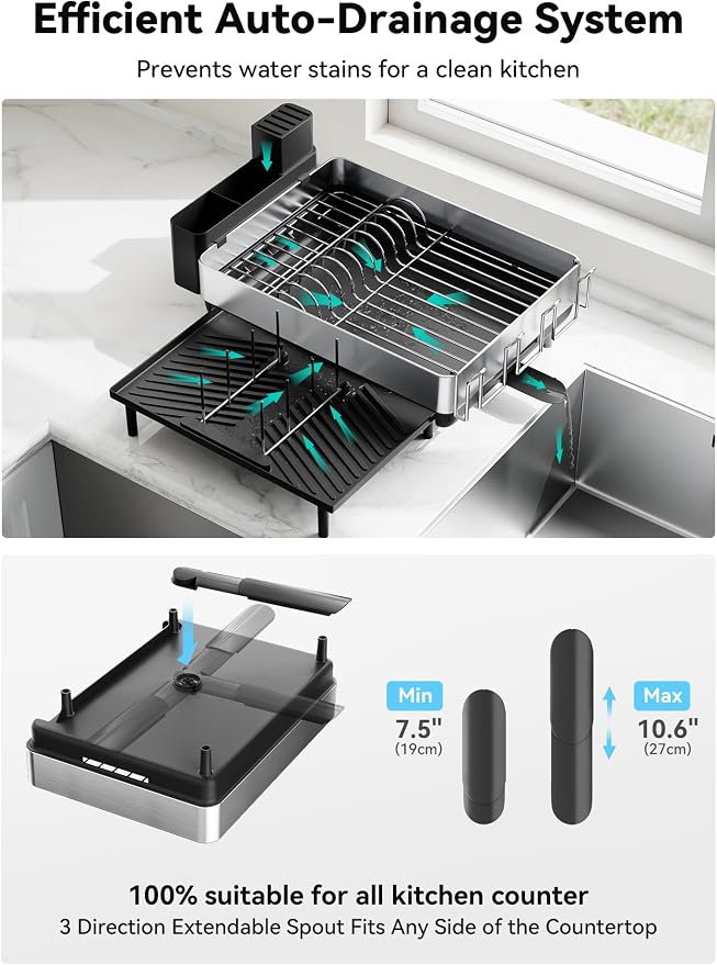 SUNLY Large Dish Drying Rack, Expandable Dish Racks - Image 6