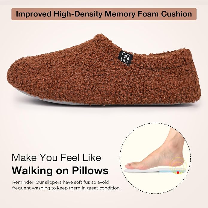 HomeTop Women's Fuzzy Curly Fur Memory Foam Loafer Slippers - Image 4