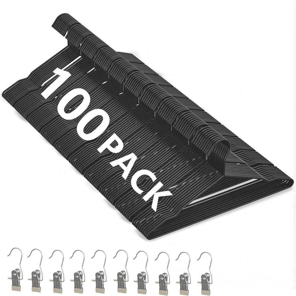 100Pack Wire Hangers+10 Clothes Pins, Space Saving Metal Clothes Hangers
