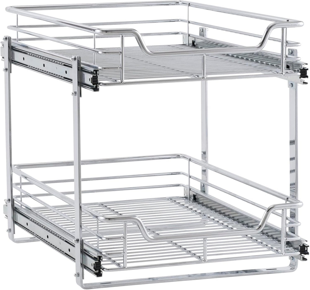 Household Essentials Chrome-Plated Steel Dual-Tier Slide-Out Organizer