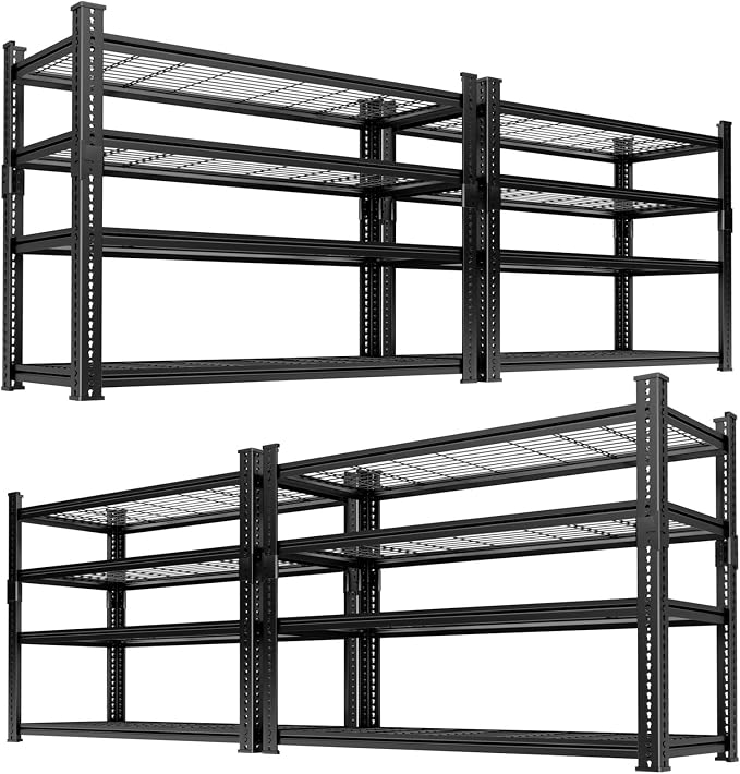 Storage Shelves Heavy Duty 4 PCS, 4-tier Adjustable Metal Industrial Utility by ROOMTEC