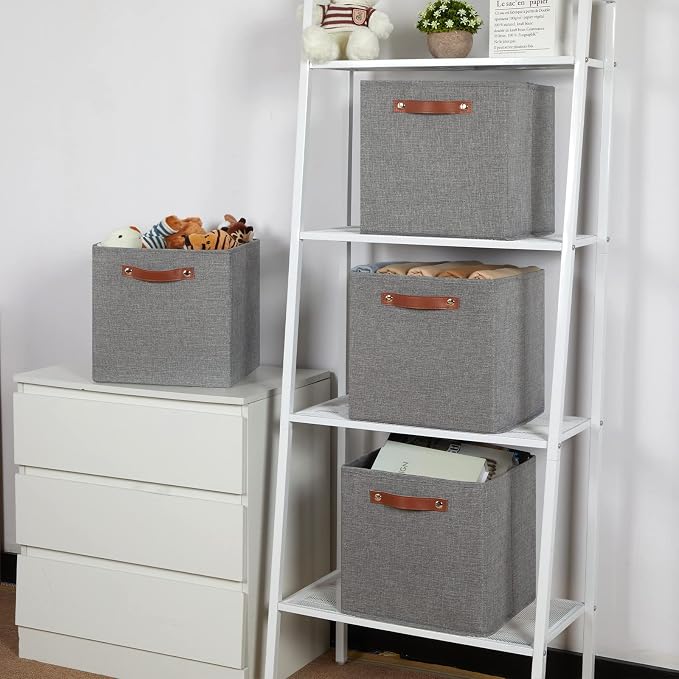 Temary 12x12 Storage Cube Bins 4 Pack Fabric Storage Cubes Storage Bins - Image 5