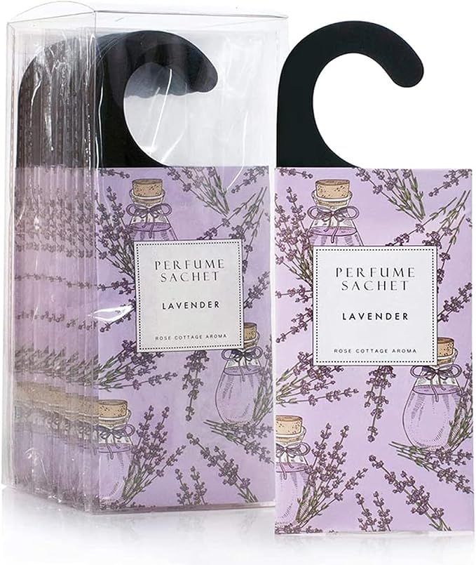 ROSE COTTAGE Large 12 Packs Lavender Hanging Closet Deodorizer Air Freshener by ROSECOTTAGE