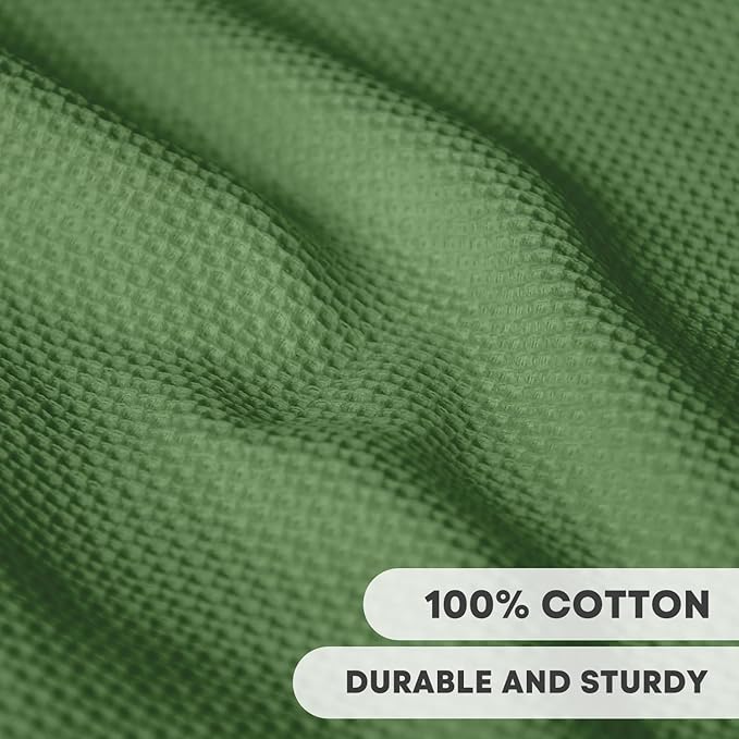 Artoid Mode 100% Cotton Olive Green Waffle Weave Kitchen Dish Cloths, 13x28 - Image 2
