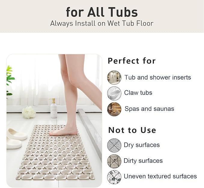 Shower Mat Non Slip Bathtub Mat, 27 x 16 Inch Eco-Friendly Soft Bath Mat - Image 8