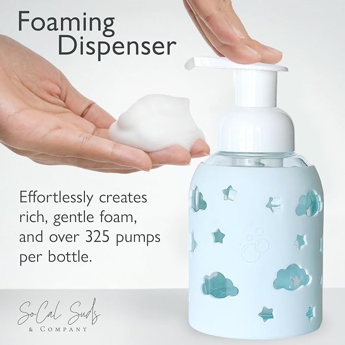 SoCal Suds & Company Glass Foaming Hand Soap Dispenser, Soft Grip Silicone - Image 2