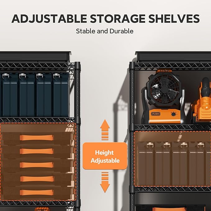 4 Tiers Storage Shelves Load 1400LBS, Metal Shelving Wire Metal Shelving Unit