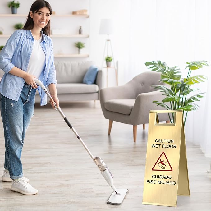 LEIFIDE 4 Pcs Stainless Steel Wet Floor Caution Sign Bulk 8.8 Pound Portable - Image 7