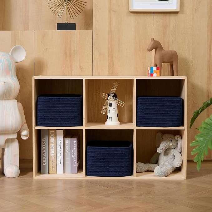 Small Organizing Baskets for Cubes Shelf, 9.7x9.7x7.1 Inch Rope Woven Storage - Image 3