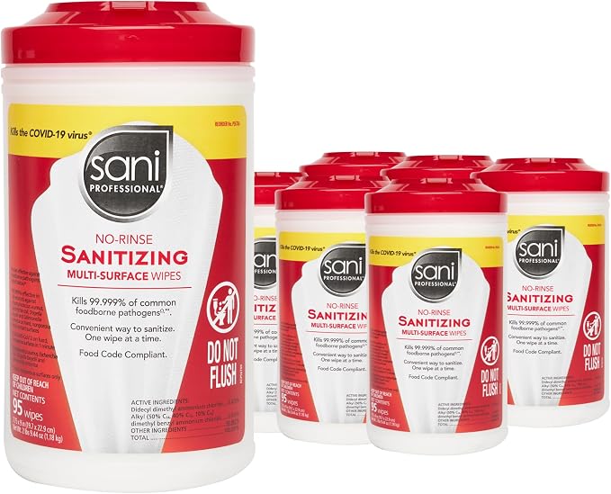 PDI Sani-Professional No-Rinse Sanitizing Wipes, Restaurant Tables, 95 Large by PDI