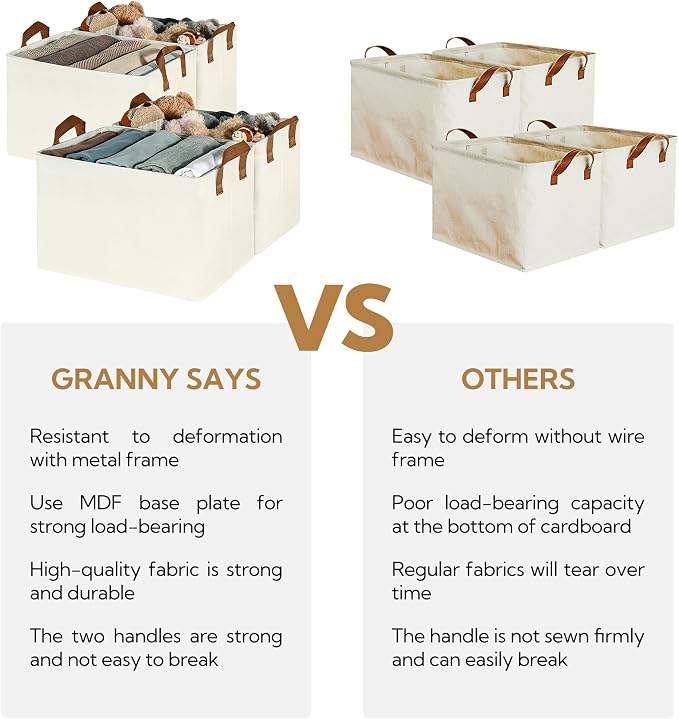 GRANNY SAYS Closet Storage Baskets, Collapsible Fabric Storage Bins - Image 4